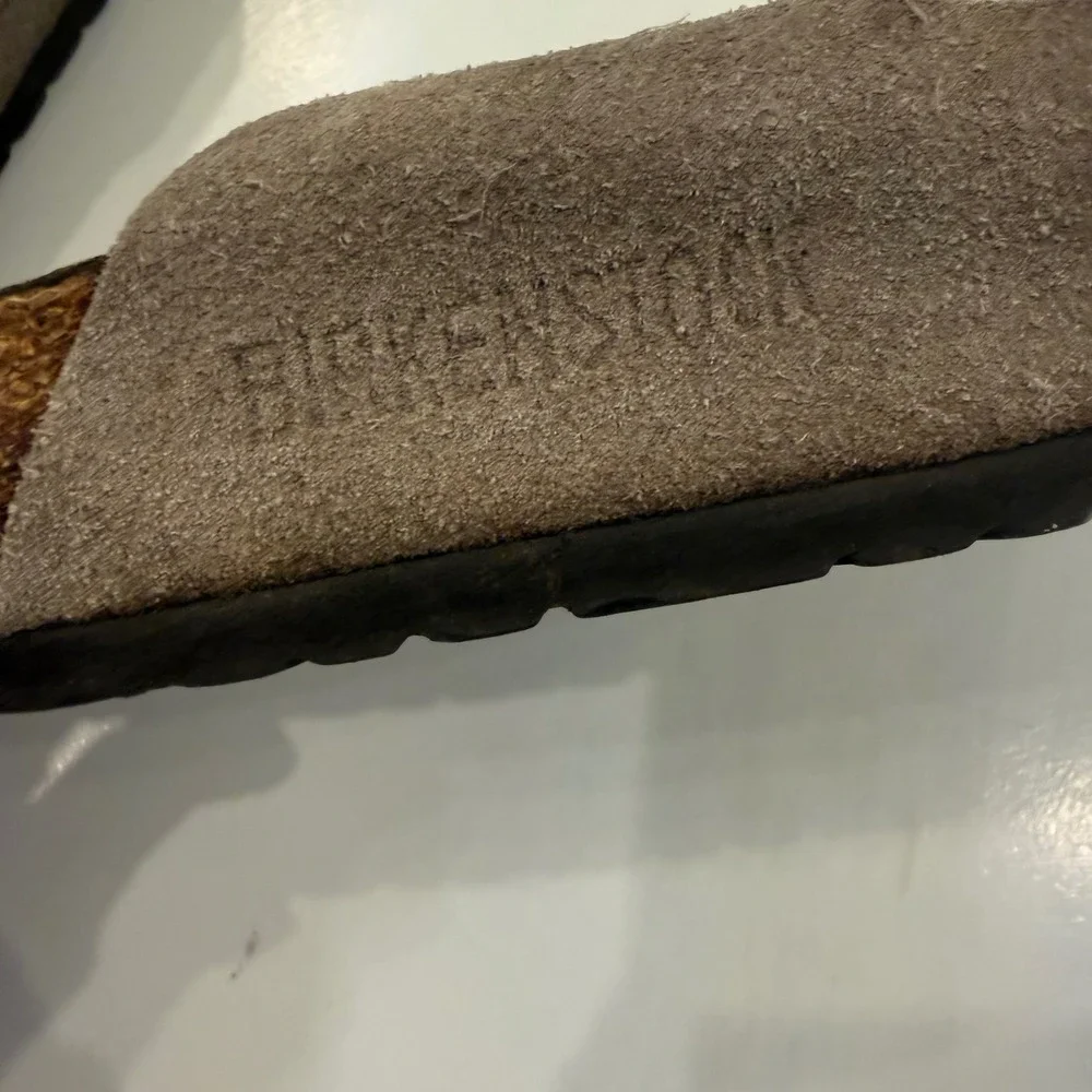 Birkenstock Arizona‎ Sandals Men Size 43 Taupe Good Suede Two Strap Buckle Slide